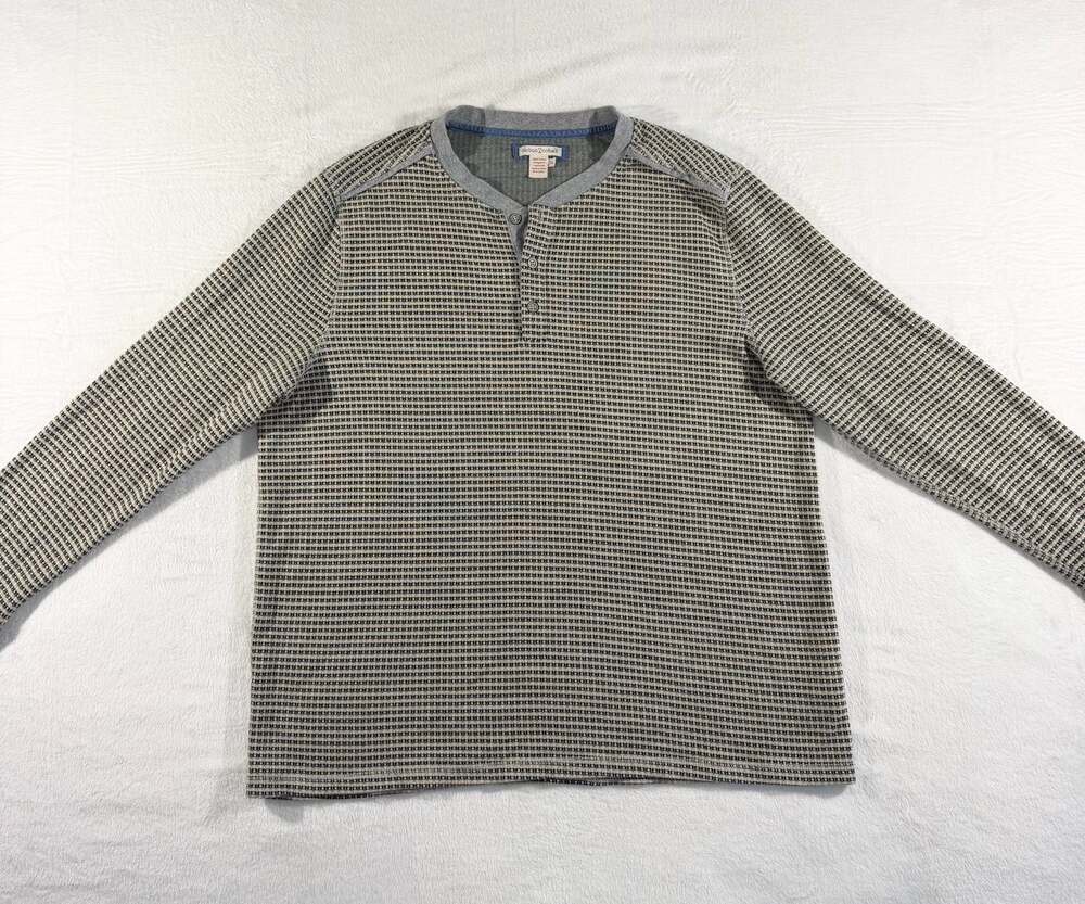 Carbon 2 Cobalt Men's XL Long Sleeve Henley Shirt Textured Pattern